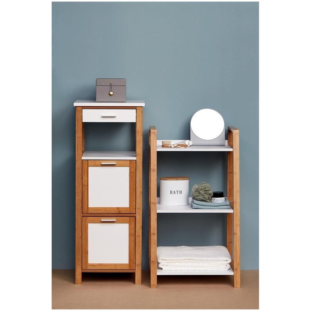 Libreria A Tre Livelli Finja Bianca Con Elementi In Bambù, Wenko - Foto 7