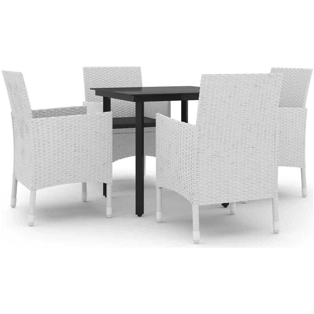 Set Da Pranzo Da Giardino 5 Pz Con Cuscini Polyrattan E Vetro - Foto 2