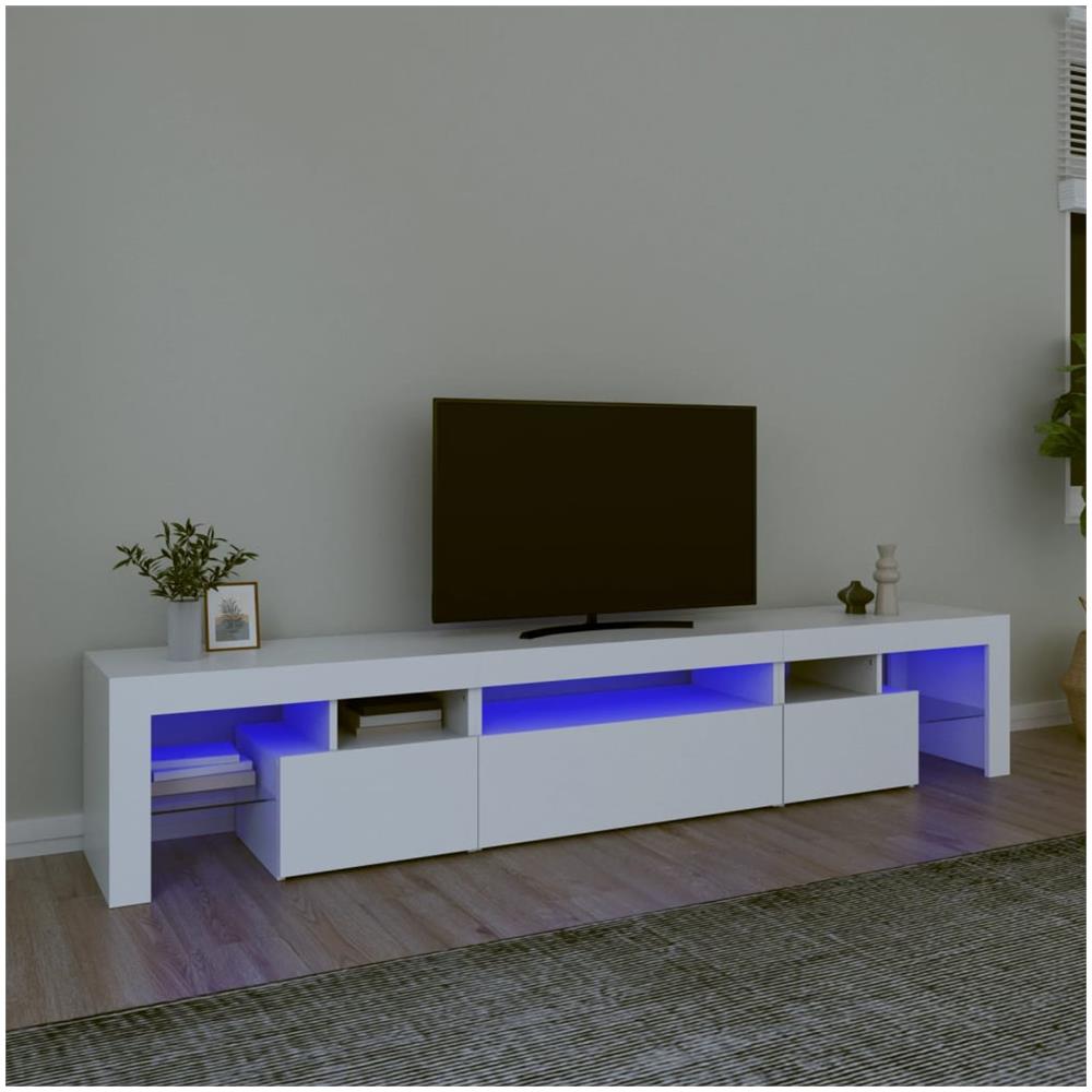 Mobile Porta Tv Con Luci Led Bianco 215x36,5x40 Cm - Foto 1