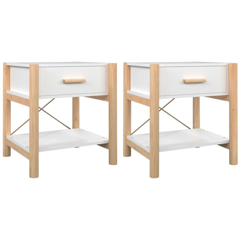 Tavolini da Letto 2pz Bianchi 42x38x45 cm in Legno Multistrato - Foto 2