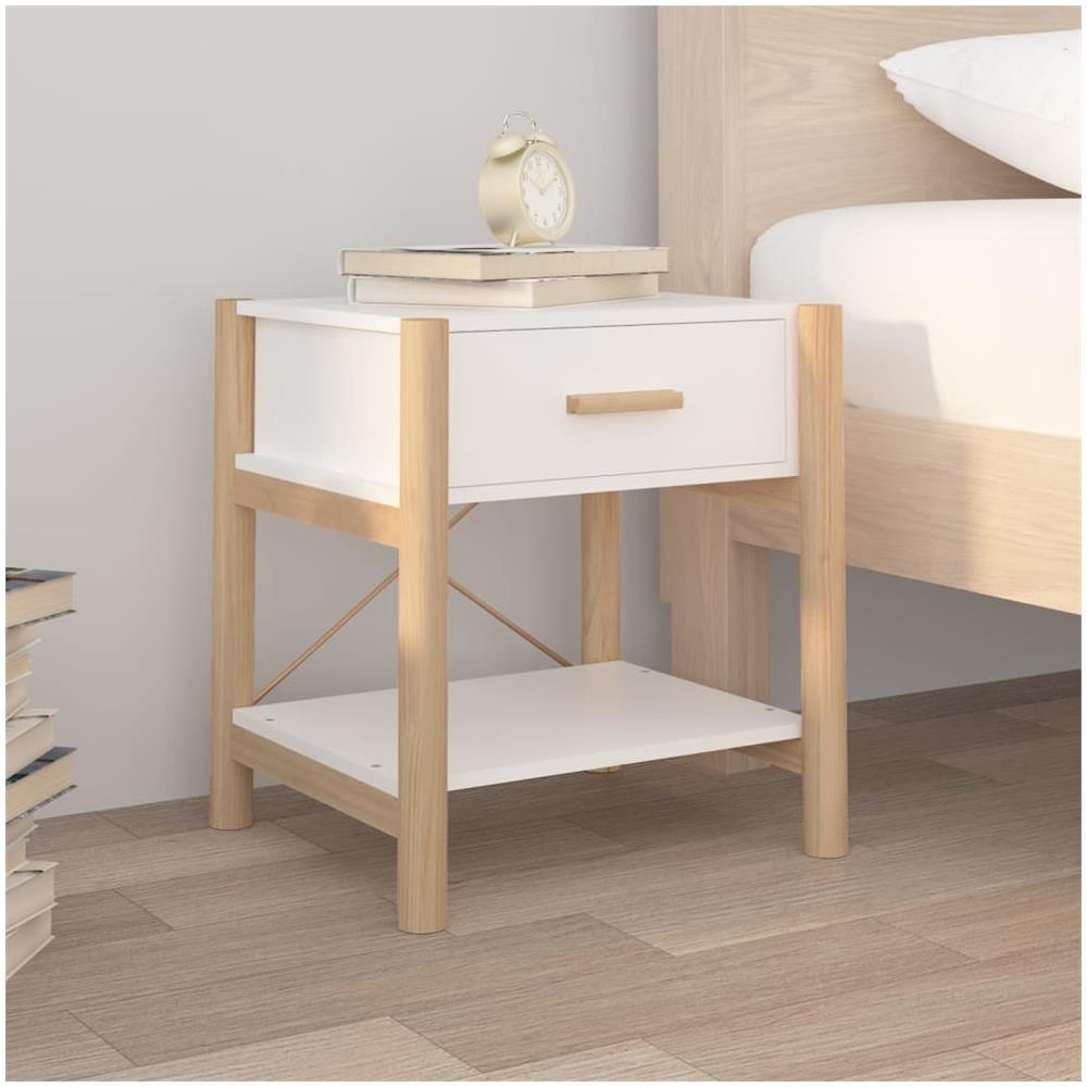 Tavolini da Letto 2pz Bianchi 42x38x45 cm in Legno Multistrato - Foto 3
