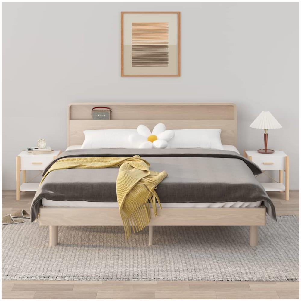 Tavolini da Letto 2pz Bianchi 42x38x45 cm in Legno Multistrato - Foto 1