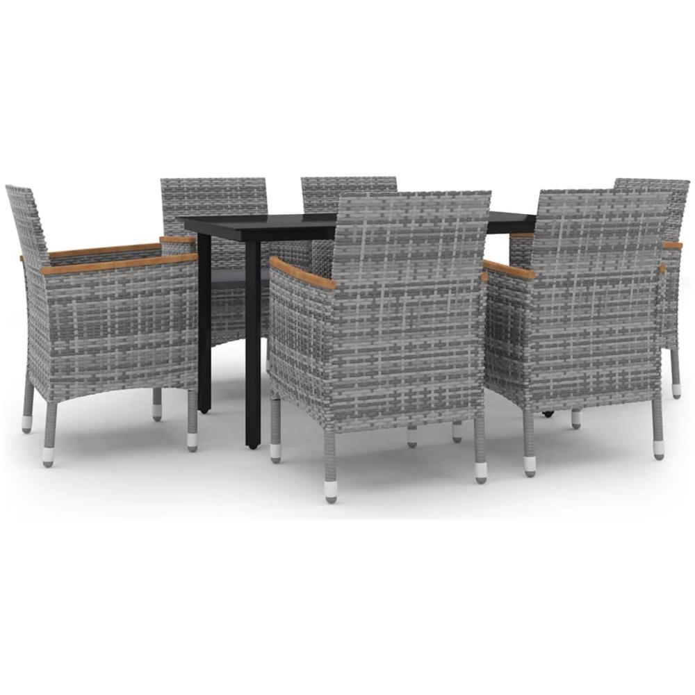 Set Da Pranzo Per Giardino 7 Pz Con Cuscini Polyrattan E Vetro - Foto 2