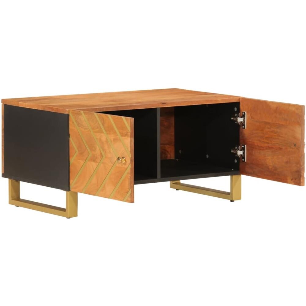 Tavolino Da Salotto Marrone E Nero 80x50x40 Cm Legno Di Mango - Foto 3