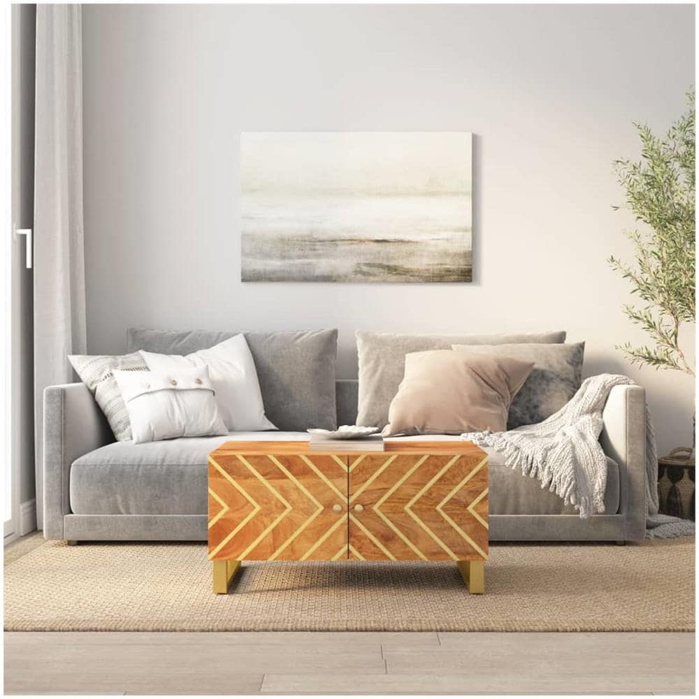 Tavolino Da Salotto Marrone E Nero 80x50x40 Cm Legno Di Mango - Foto 1