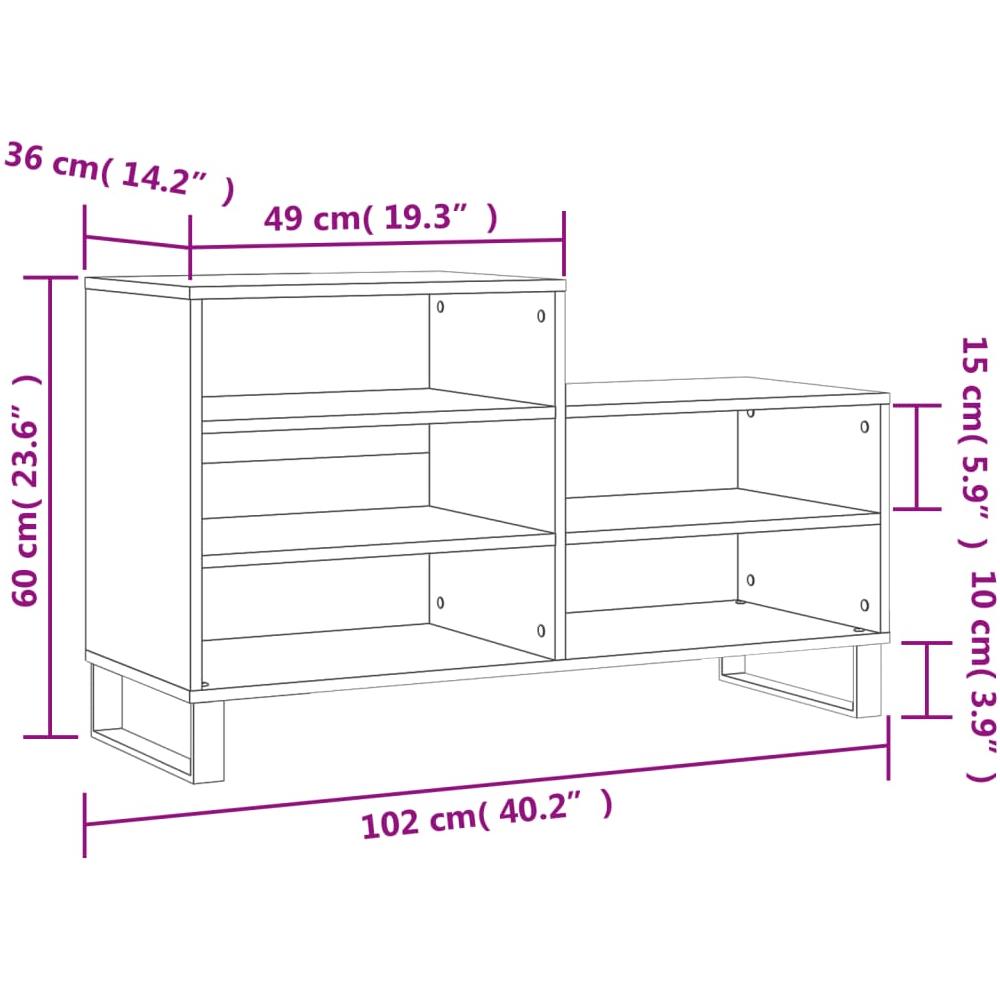 Scarpiera Grigio Cemento 102x36x60 Cm In Legno Multistrato - Foto 2