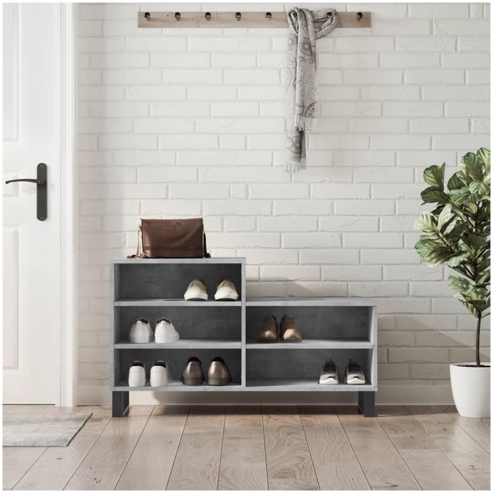 Scarpiera Grigio Cemento 102x36x60 Cm In Legno Multistrato - Foto 1