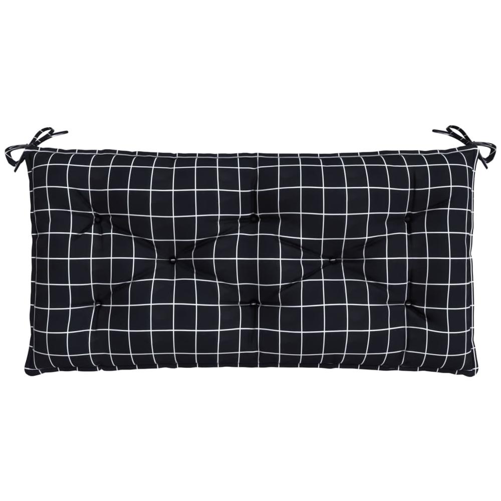 Cuscino Panca Giardino Motivo A Quadri Nero 110x50x7 Cm Tessuto - Foto 2