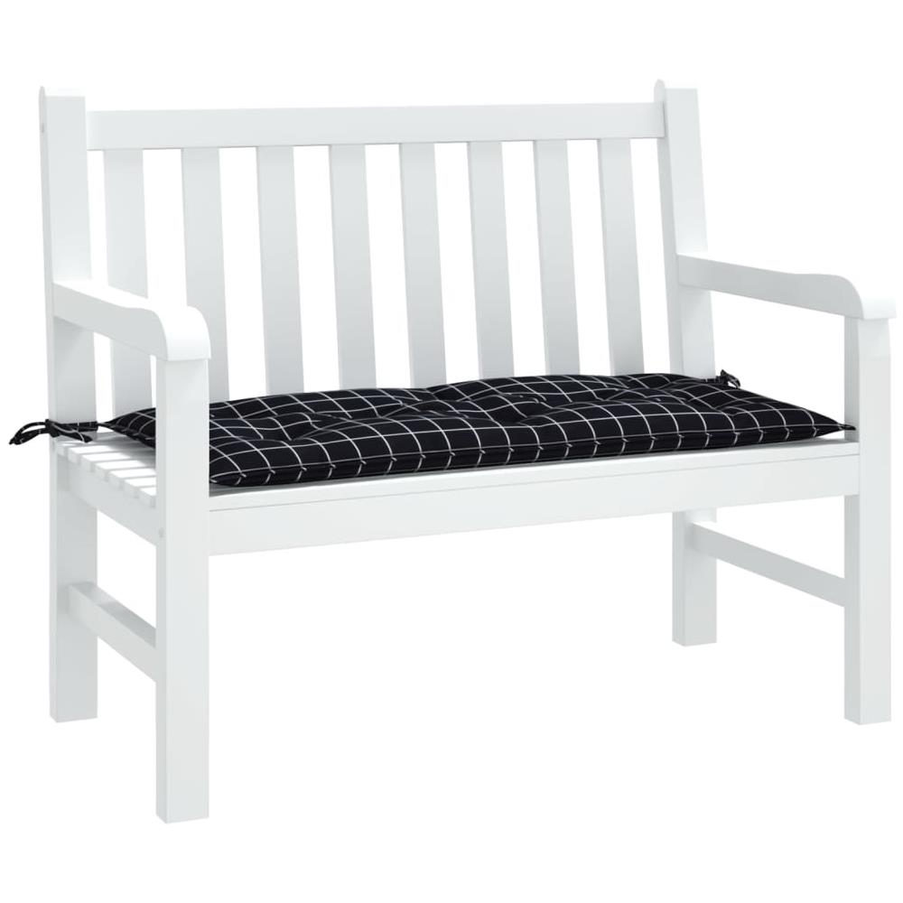Cuscino Panca Giardino Motivo A Quadri Nero 110x50x7 Cm Tessuto - Foto 3