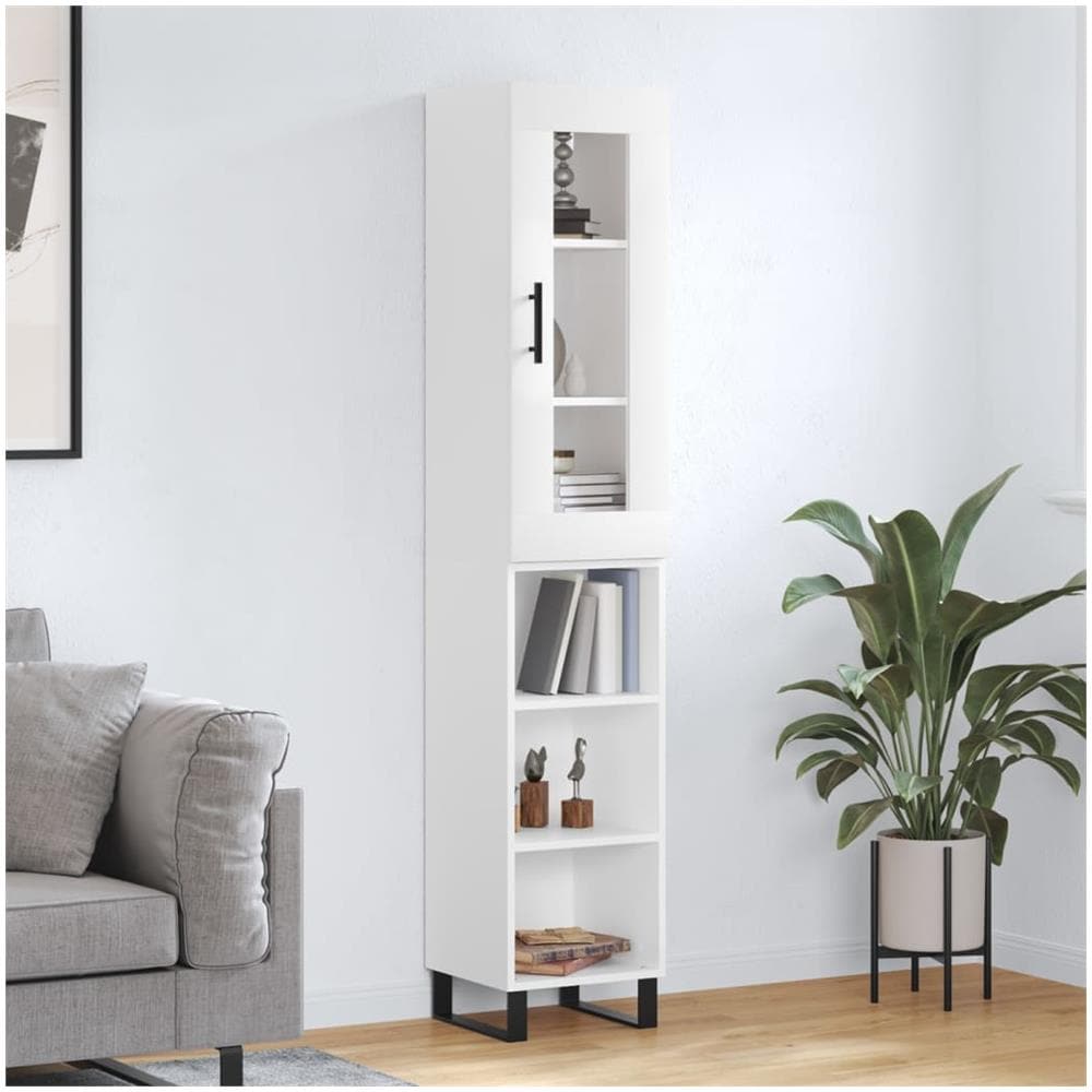 Credenza Bianca 34,5x34x180 Cm In Legno Multistrato - Foto 1
