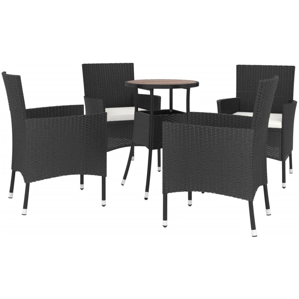 Set Bistrò Da Giardino 5 Pz Con Cuscini In Polyrattan Nero - Foto 2