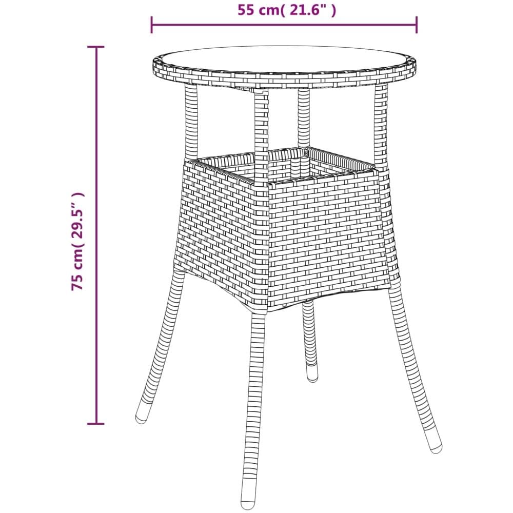 Set Bistrò Da Giardino 5 Pz Con Cuscini In Polyrattan Nero - Foto 8