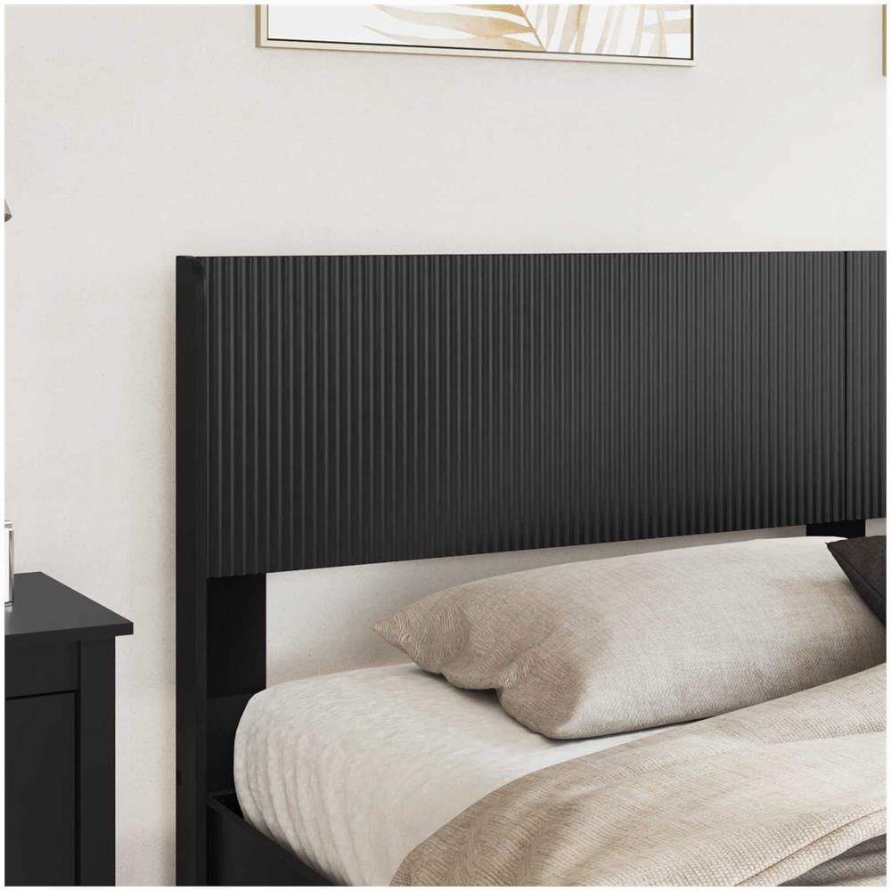 Struttura del letto con stoccaggio e testata Nero 180 x 200 cm - Foto 2