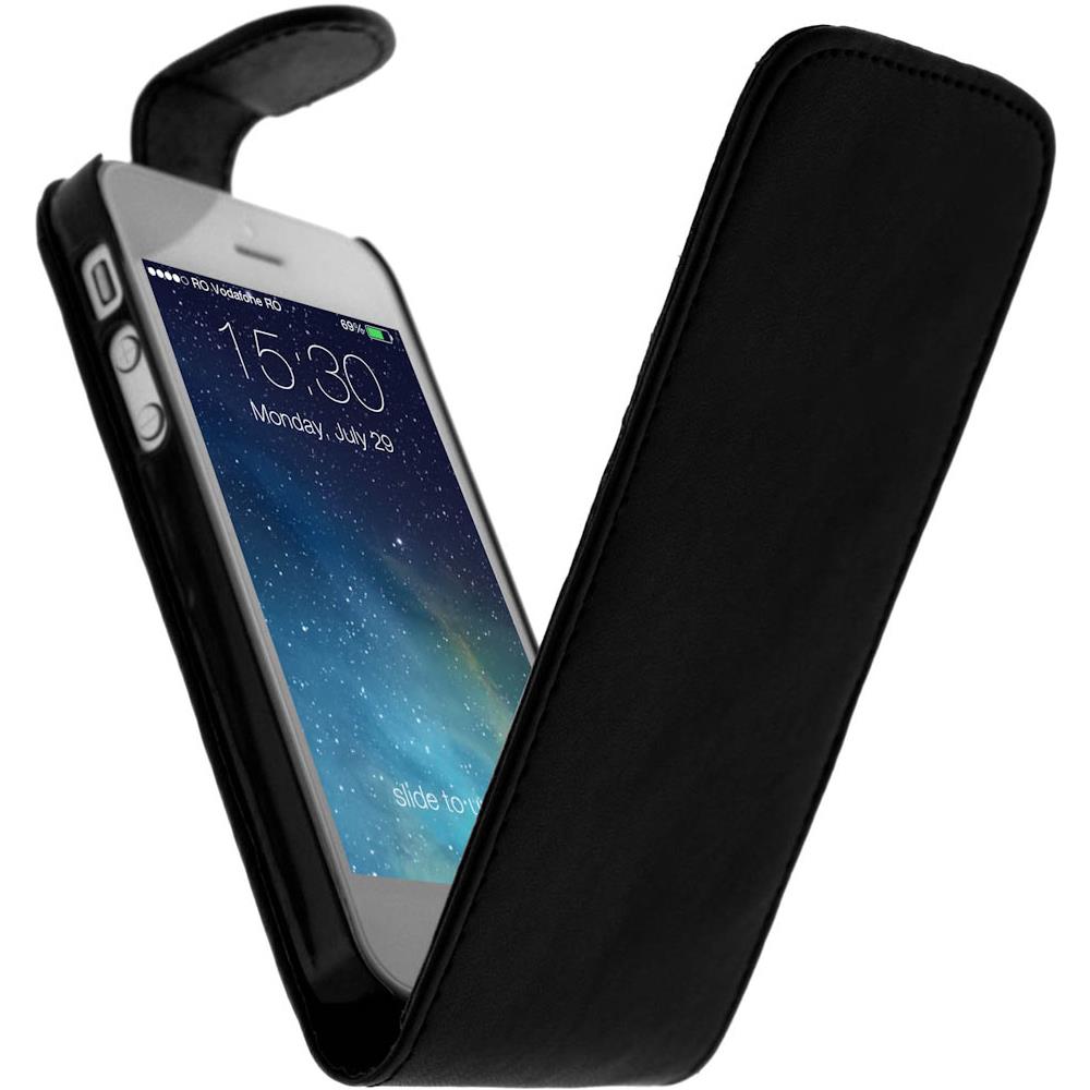 Custodia A Libro Con Flip Verticale Per Apple Iphone Se, 5 E 5s - Nera - Foto 1