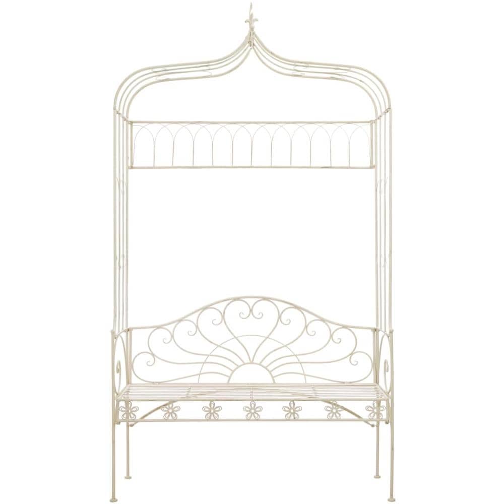 Panchina da Giardino 122 cm in Ferro Bianco Anticato - Foto 2