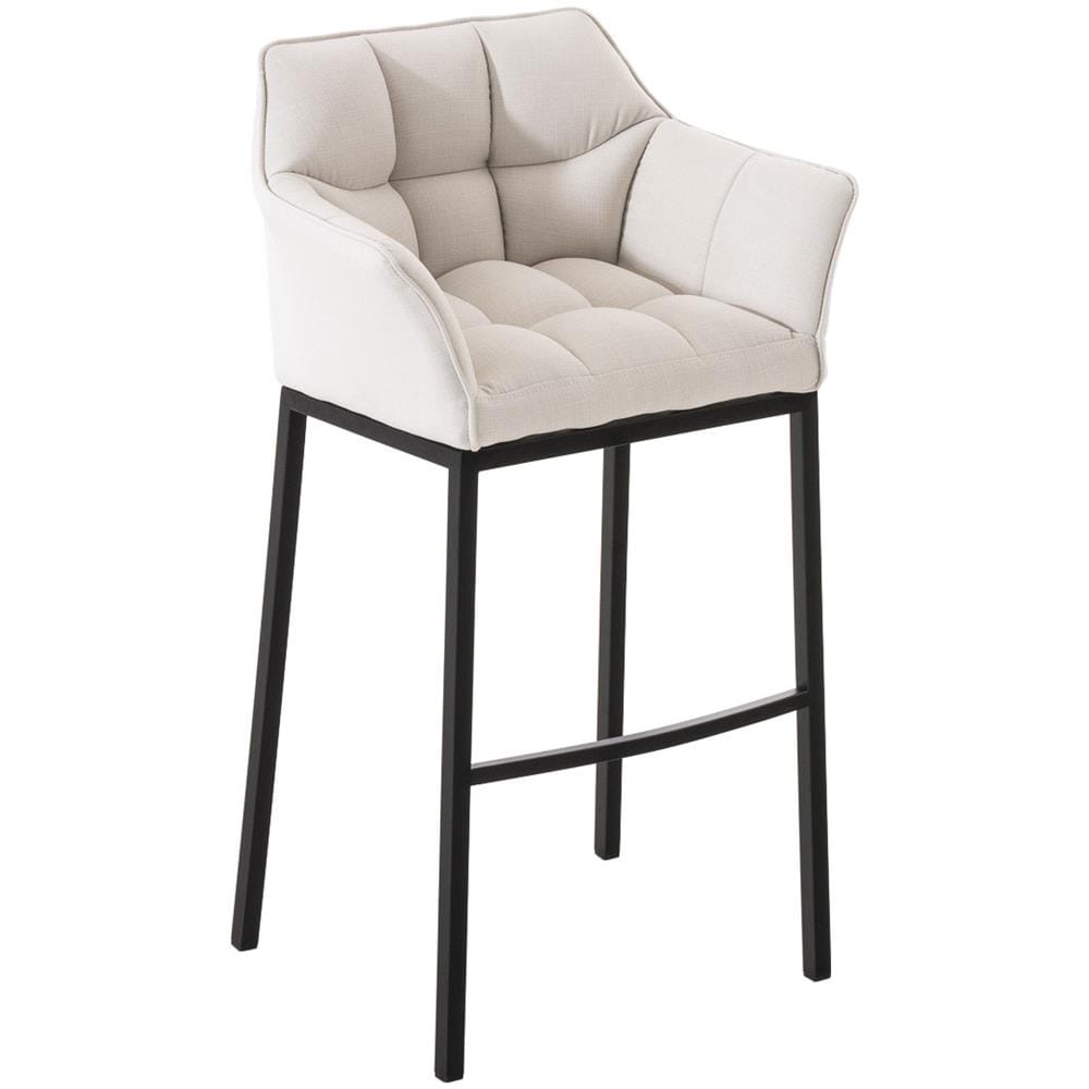 Sgabello DAMASO B con Telaio a 4 Gambe Nero, in Tessuto Bianco Telaio Nero Opaco - Foto 1