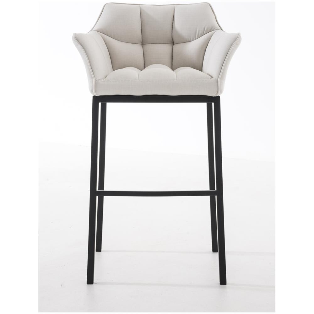 Sgabello DAMASO B con Telaio a 4 Gambe Nero, in Tessuto Bianco Telaio Nero Opaco - Foto 2