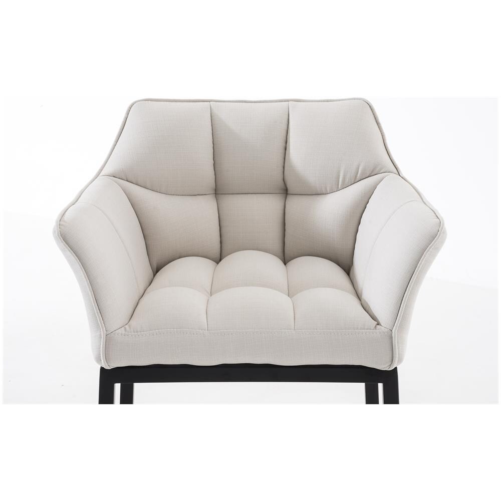 Sgabello DAMASO B con Telaio a 4 Gambe Nero, in Tessuto Bianco Telaio Nero Opaco - Foto 5