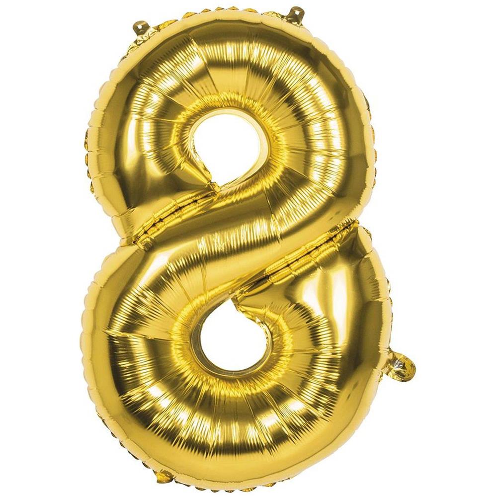 St. Folie Ballon Nummer '8' Goud (86 Cm)  - Foto 1