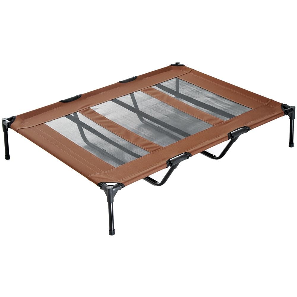 Brandina Lettino Per Cani Pieghevole In Metallo E Tessuto Oxford Con Sacca Di Trasporto, 122x92x23cm, Marrone E Nero - Foto 1