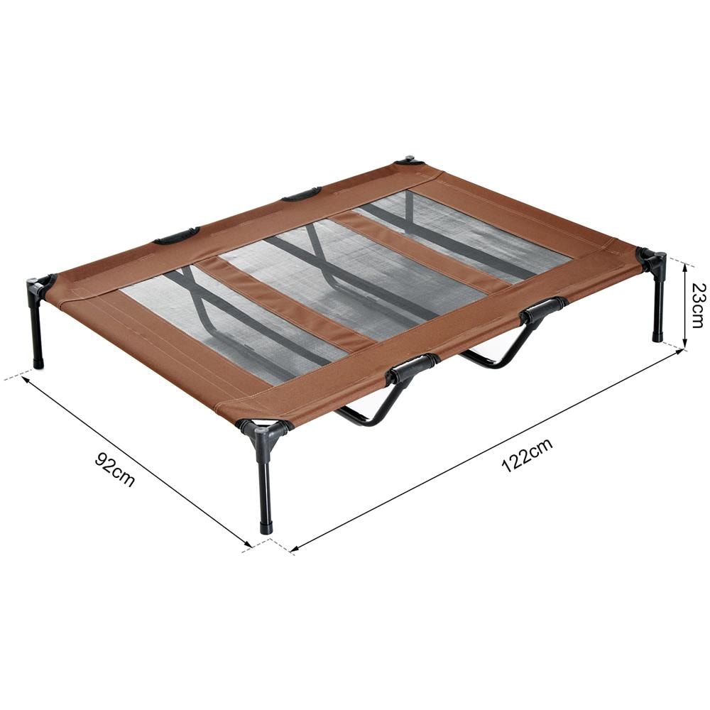 Brandina Lettino Per Cani Pieghevole In Metallo E Tessuto Oxford Con Sacca Di Trasporto, 122x92x23cm, Marrone E Nero - Foto 2