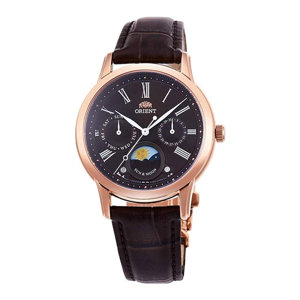 Orient Classic Sun & Moon AS01 - Orologio Automatico Uomo, Cassa 42mm, Quadrante Bianco, Cinturino In Acciaio, Giorno/Notte