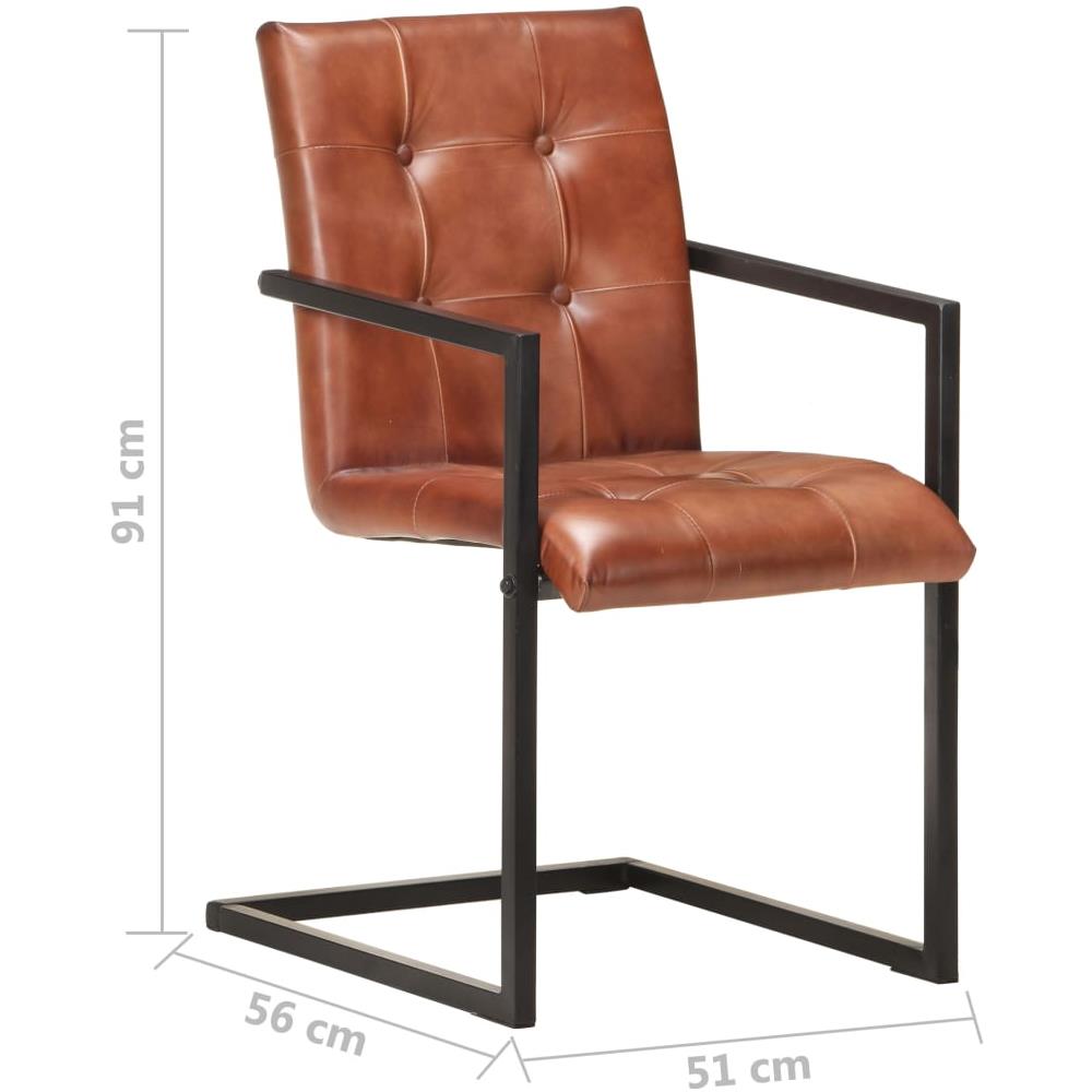 Sedie Da Pranzo A Sbalzo 4 Pz Marroni In Vera Pelle - Foto 8