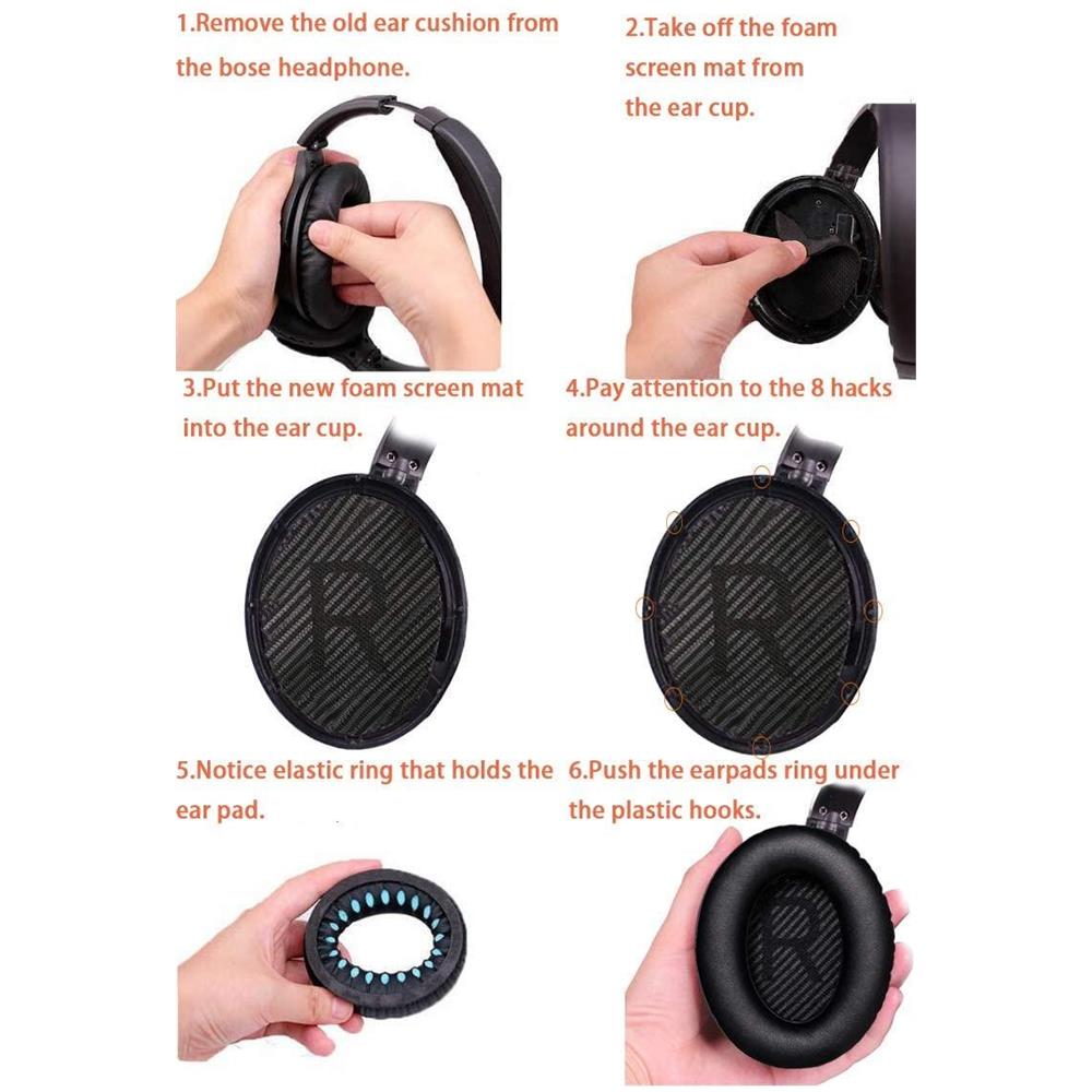 Cuscinetti Auricolari Per Bose Qc35 I /ii, Qc25, Qc15, Qc 2 Ae 2, Ae 2i, Ae 2w, Soundtrue, Soundlink Darkgrey - Foto 2