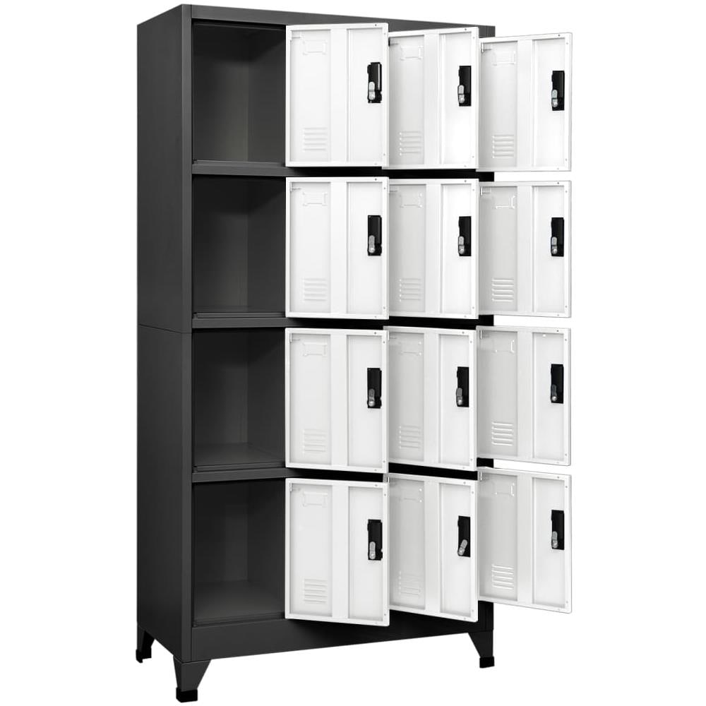 Armadietto con Serratura Antracite e Bianco 90x45x180cm Acciaio - Foto 2