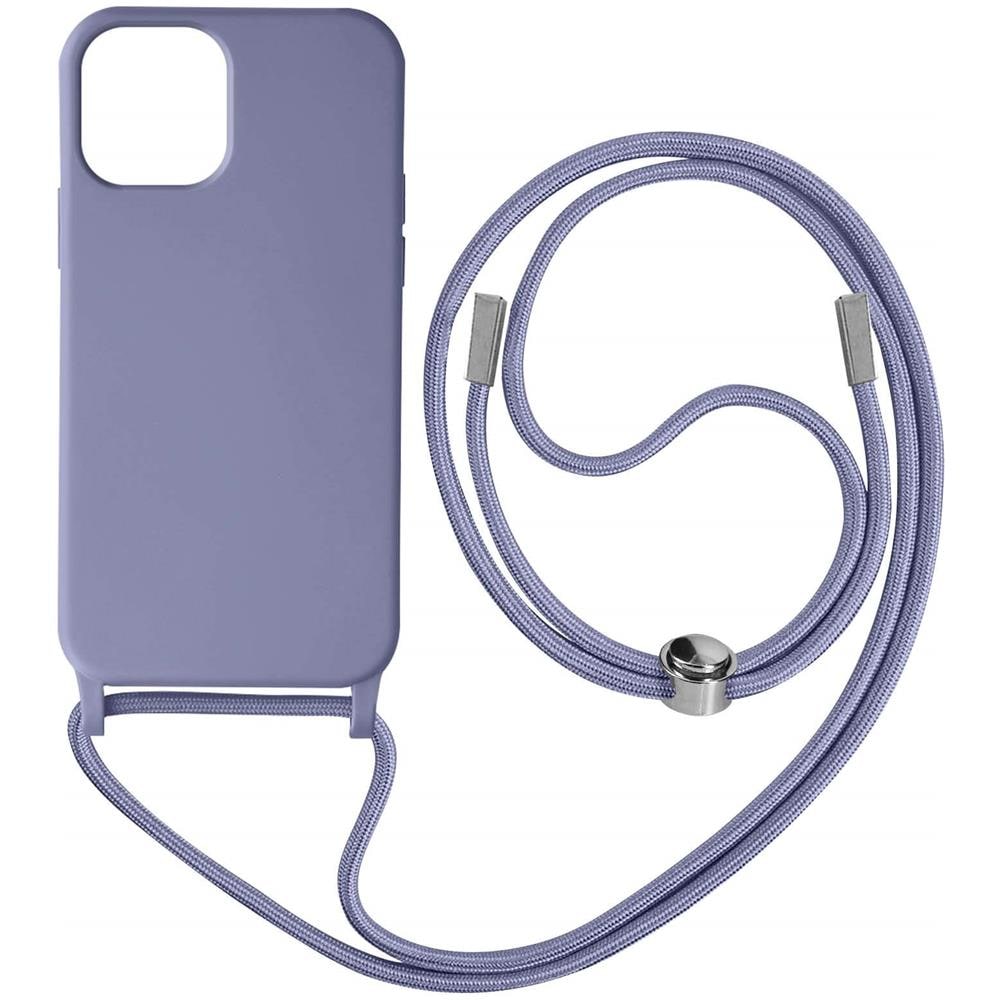 Cover Semirigida Per Iphone 12 Pro Max Cordino Nylon 80 Cm Viola Chiaro - Foto 1