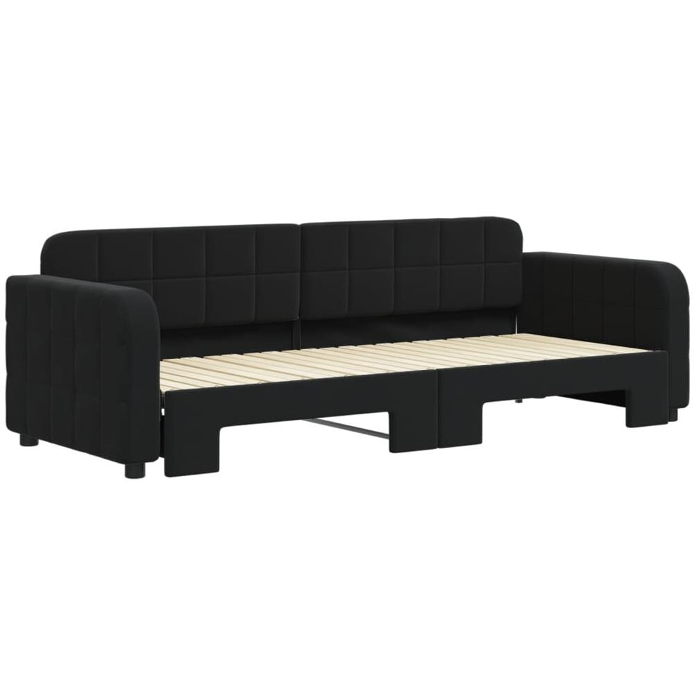 Divano Letto Con Letto Estraibile Nero 80x200 Cm In Velluto - Foto 3