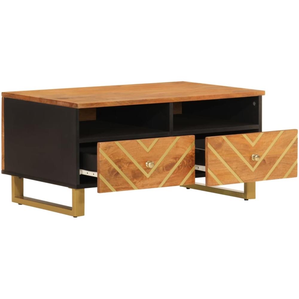 Tavolino Da Salotto Marrone E Nero 80x54x40 Cm Legno Di Mango - Foto 3