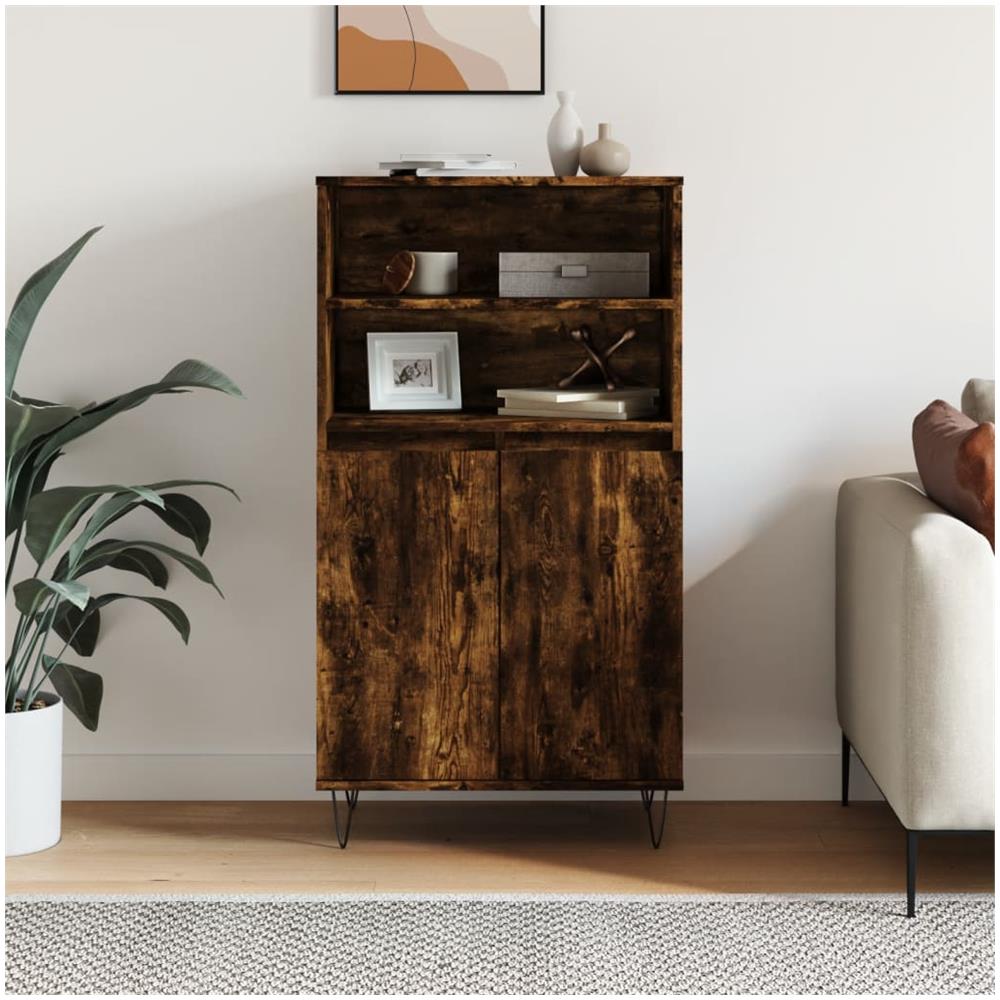 Credenza Rovere Fumo 60x36x110 Cm In Legno Multistrato - Foto 1