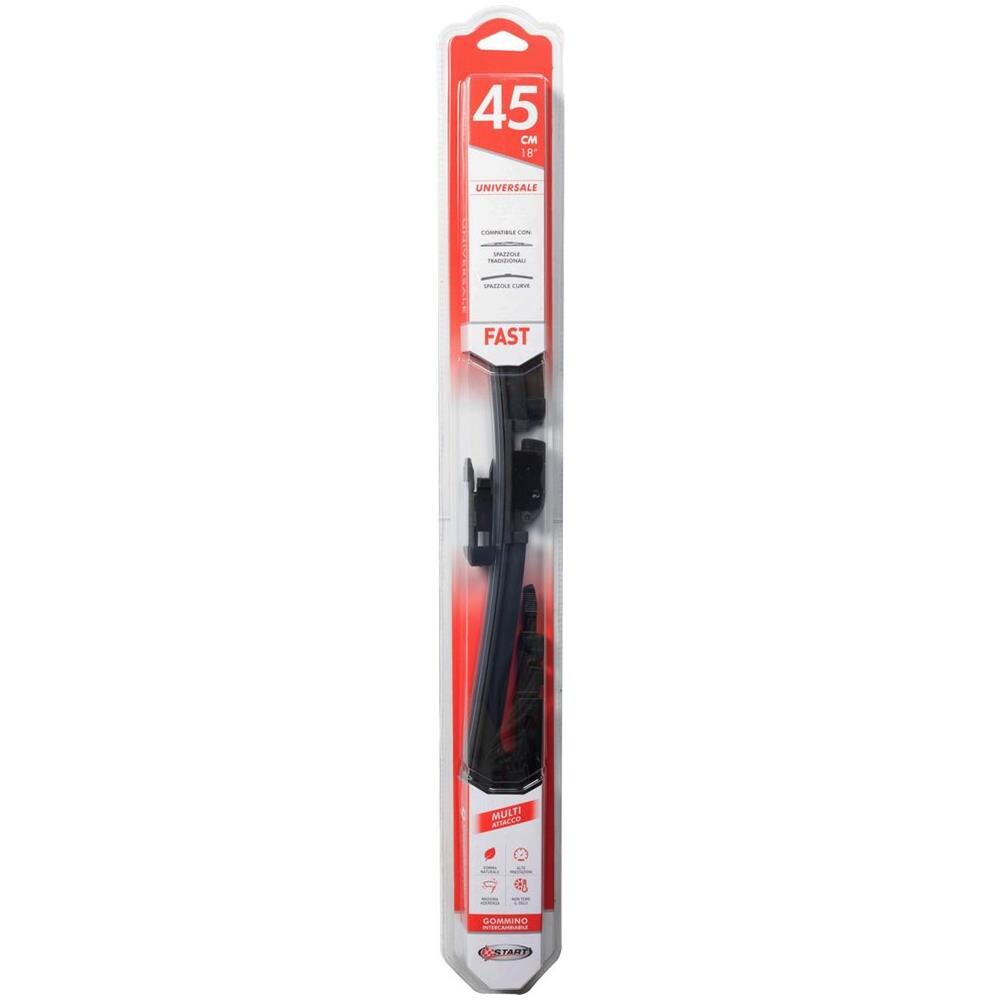 Spazzola Tergicristallo Singola Fast 45 Cm - 18"", Per Spazzole Tradizionali E Curve, Massima Aderenza E Resistenza - Foto 1
