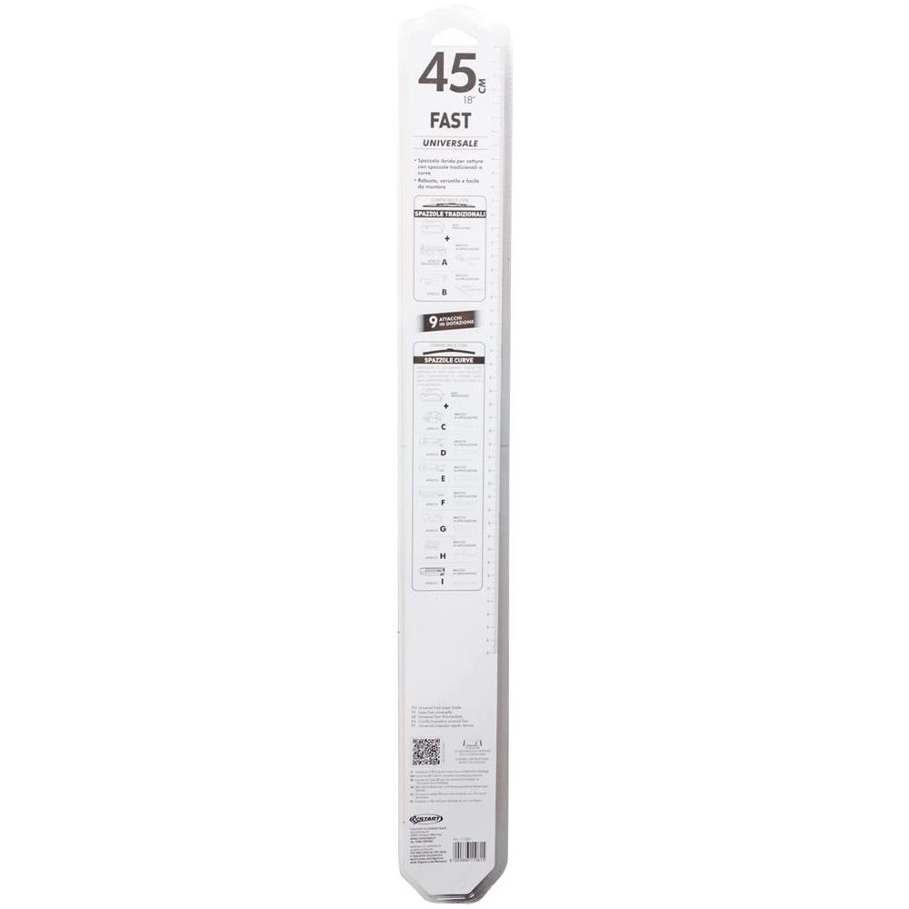 Spazzola Tergicristallo Singola Fast 45 Cm - 18"", Per Spazzole Tradizionali E Curve, Massima Aderenza E Resistenza - Foto 2