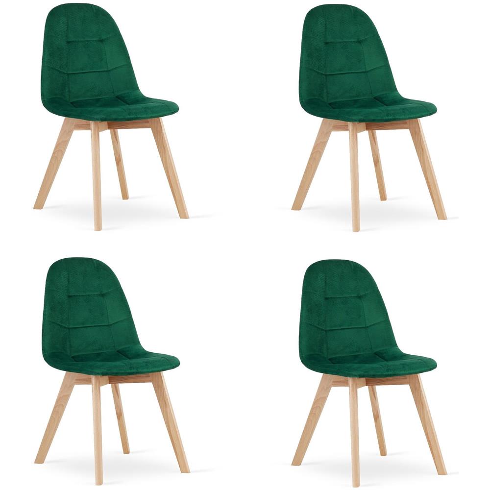 Sedia NUUC in velluto verde scuro, design ergonomico x4 - Foto 1