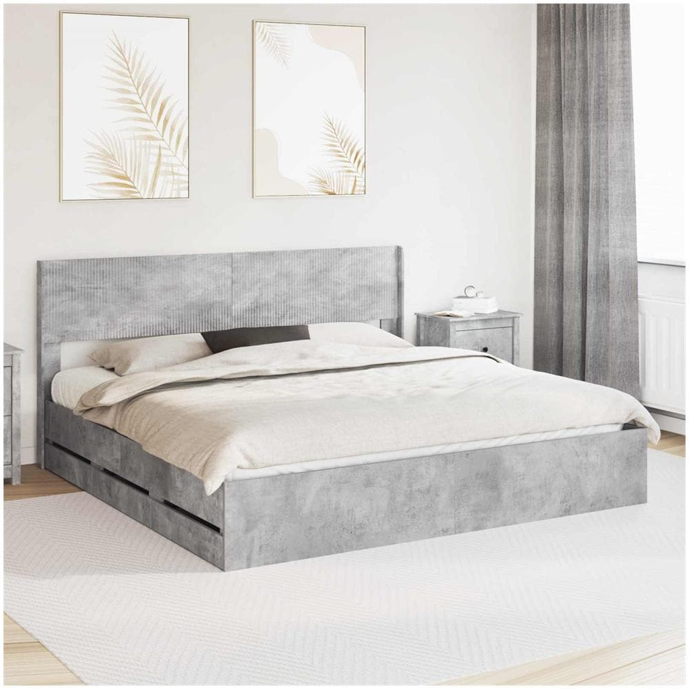 Struttura del letto con stoccaggio e testata Grigio Cemento - Foto 1