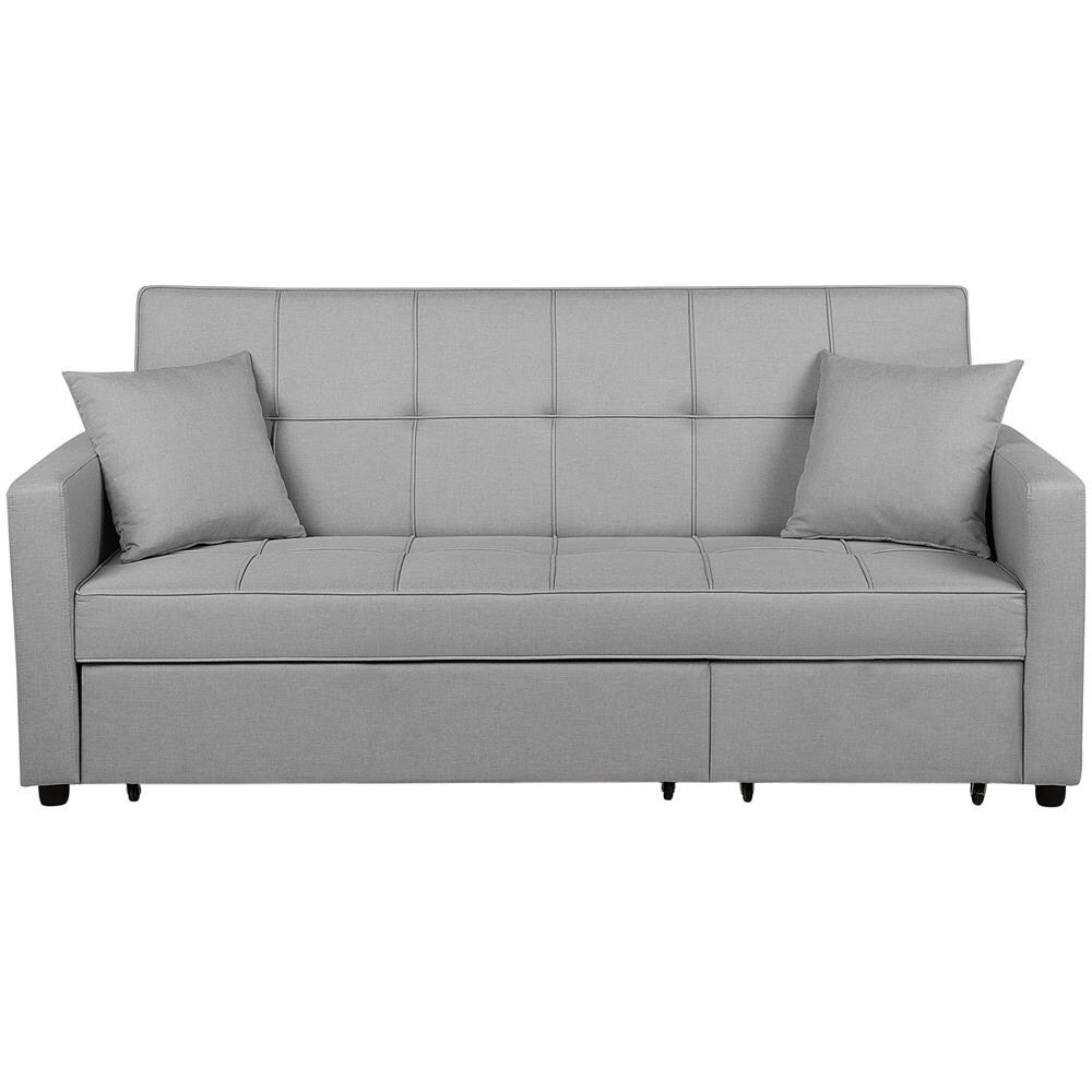 Divano Letto 3 Posti In Tessuto Grigio Chiaro Glomma - Foto 1