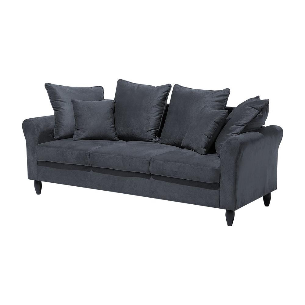 Divano Moderno 3 Posti In Velluto Grigio Bornholm - Foto 2