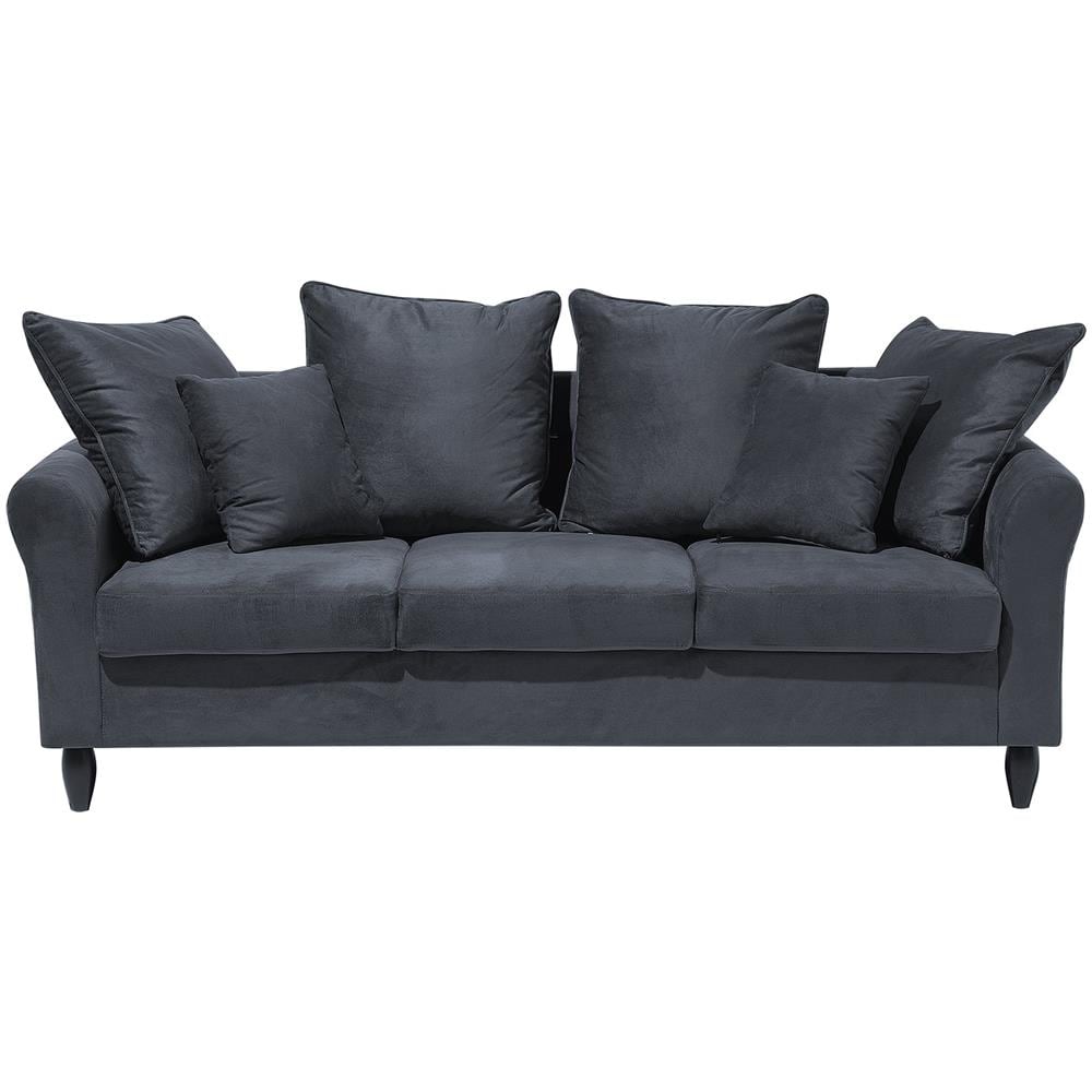 Divano Moderno 3 Posti In Velluto Grigio Bornholm - Foto 1