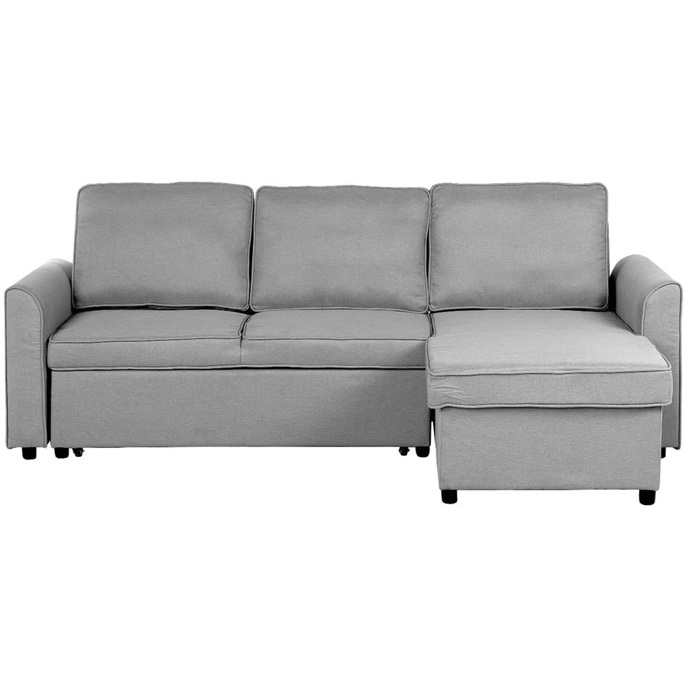 Divano Letto Angolare In Tessuto Grigio Chiaro Versione Sinistra Nesna - Foto 1