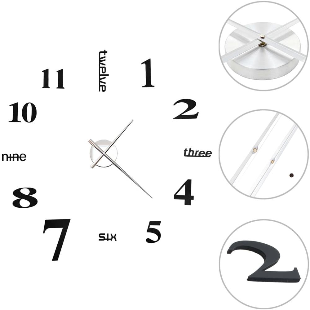 Orologio Da Parete 3d In Stile Moderno 100cm Xxl Nero - Foto 1