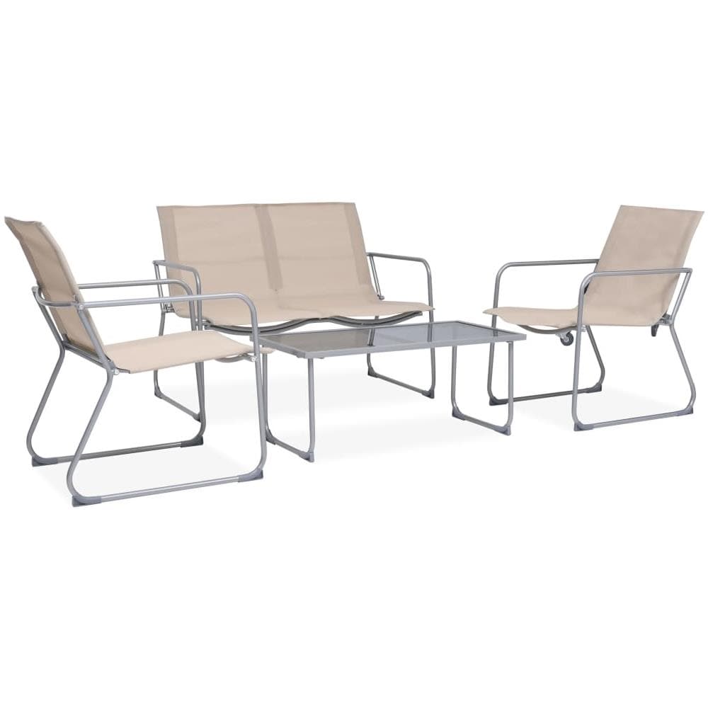 Set Divano Da Giardino 4 Pz In Tessuto E Acciaio Crema - Foto 1