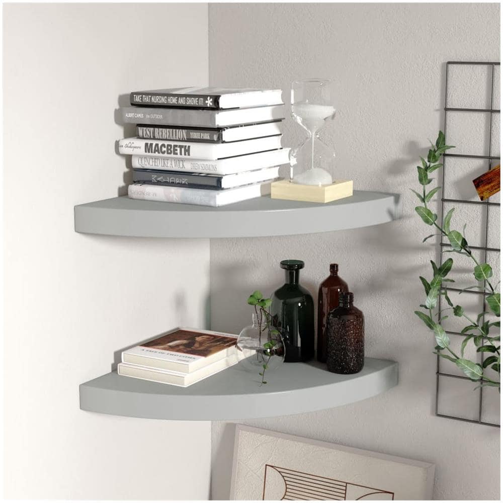 Scaffali Angolari A Parete 2 Pz Grigi 35x35x3,8 Cm Mdf - Foto 1