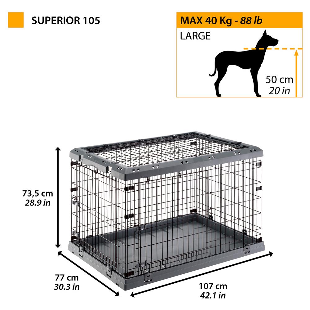 Gabbia Pieghevole Per Cani Grandi Superior 105 Recinto In Metallo, Con Separatore, Doppia Serratura - Foto 2