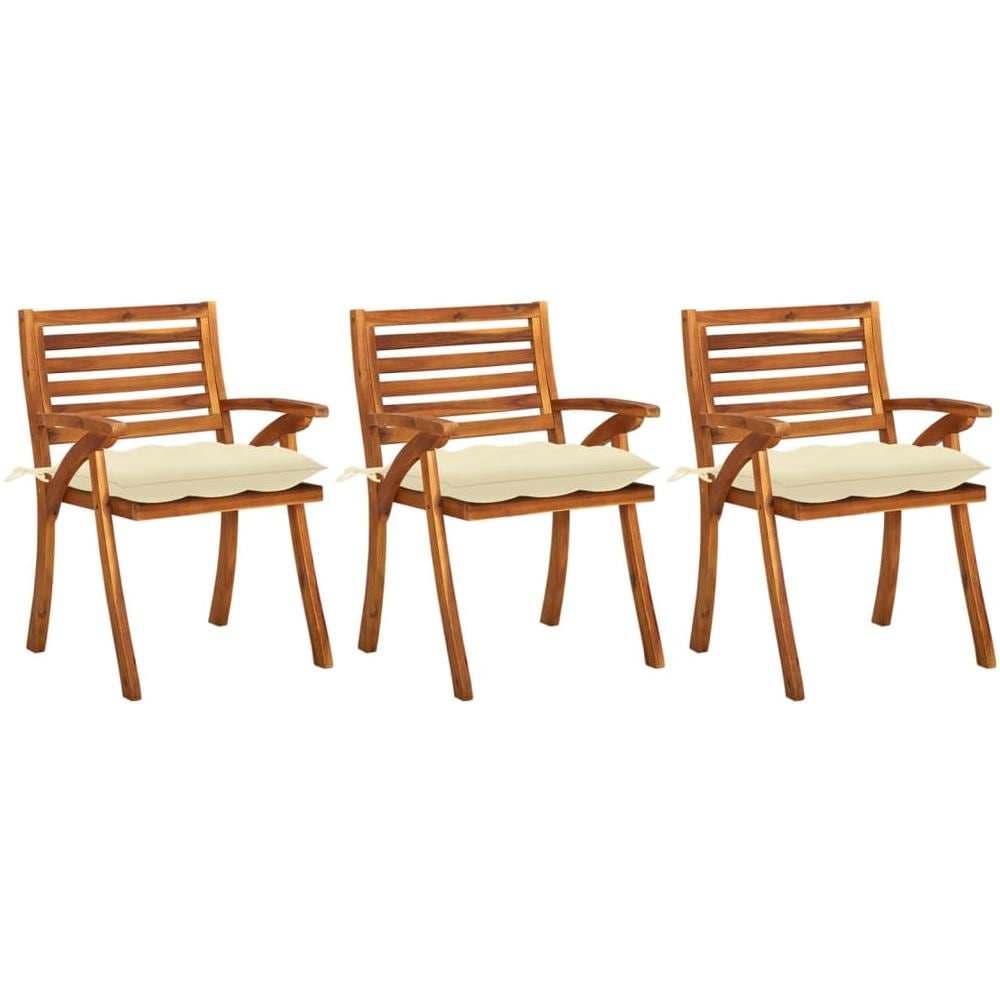 Sedie da Pranzo da Giardino con Cuscini 3 pz Massello di Acacia - Foto 1