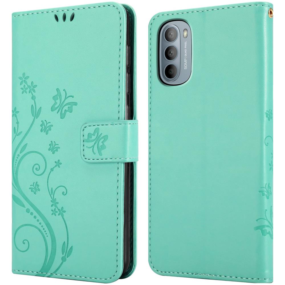 Cadorabo Custodia Compatibile Con Motorola Moto G31 / G41 In Turchese Fiore - Coperchio Protettivo In Design Floreale Con Chiusura Magnetica, Funzione Stand E Slot Per Carte - Foto 7