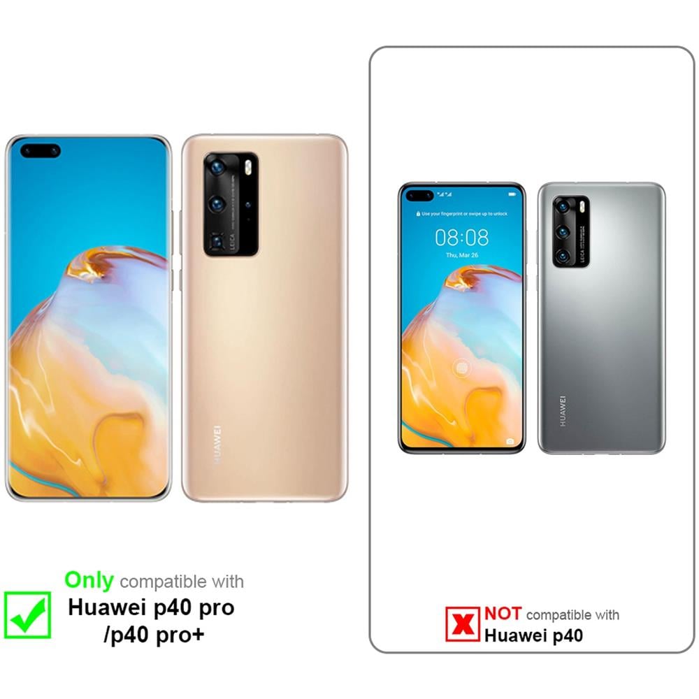 Custodia Compatibile Con Huawei P40 Pro In Nero Carbone - Coperchio Protettiva Con Chiusura Magnetica, Funzione Stand E Tasca Per Le Carte - Foto 2