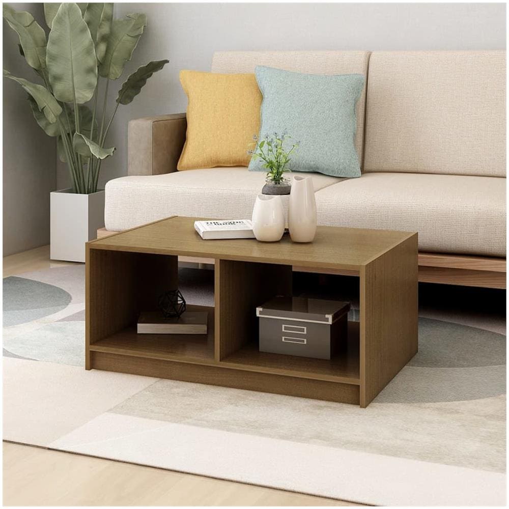Tavolino Da Salotto Miele 75x50x33,5 Cm Legno Massello Di Pino - Foto 3