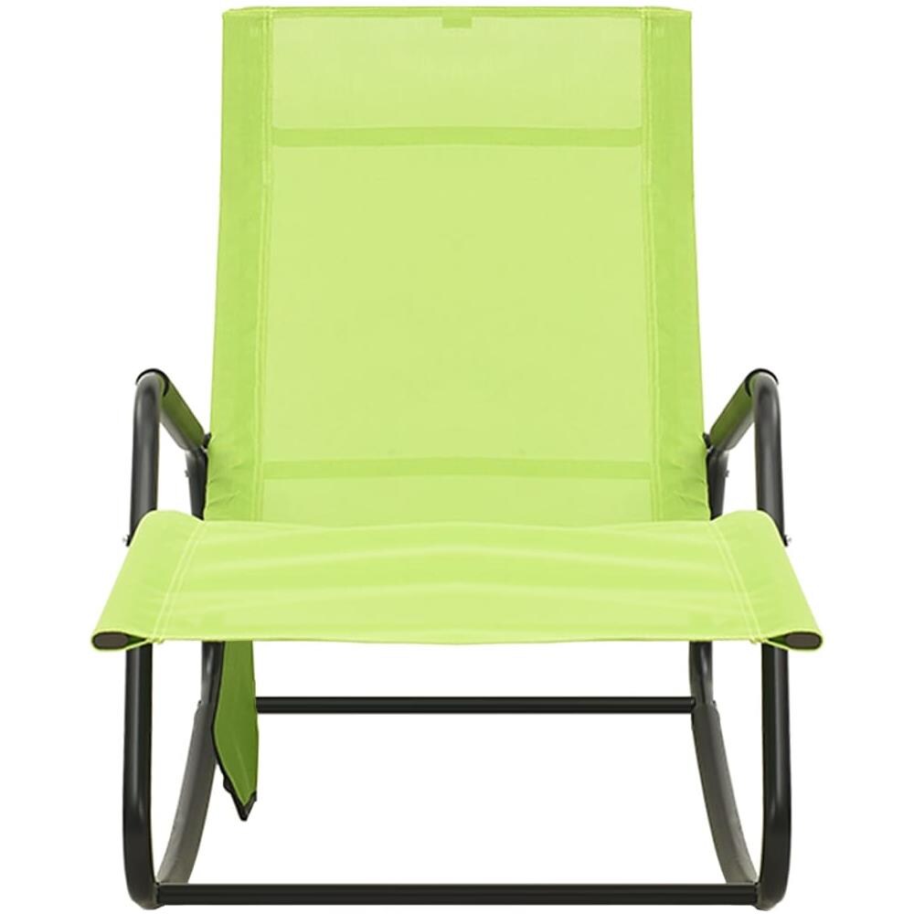 Lettino Prendisole in Acciaio e Textilene Verde - Foto 3